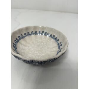 Boleslaweic Polish Unikat Stoneware Trinket Dish Handmade Blue 4.5 x 2"
